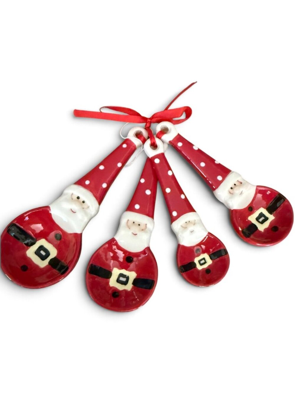 Santa Claus Ceramic Measuring Spoons Set of 4 Christmas Kitchen Decor
